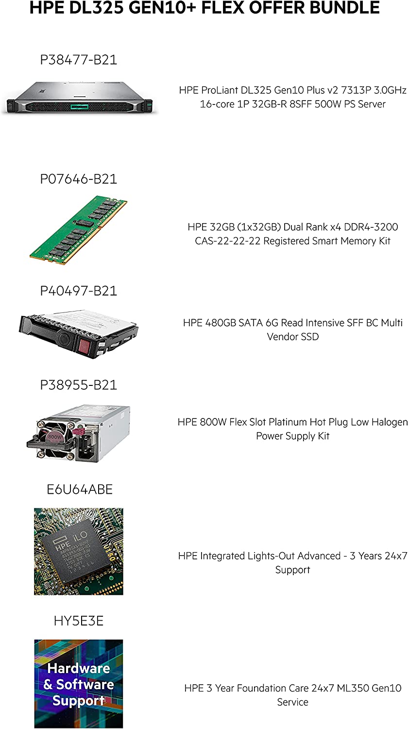 HPE DL325 G10+ v2 7313P 1P 32G 8SFF Svr